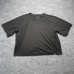 Patagonia Cropped Capilene Cool Trail Shirt Womens Medium Black Short Sleeve
